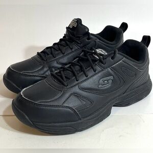 Skechers Work Womens Sz 7.5 EW Dighton-Bricelyn Slip Resistant Black Shoes